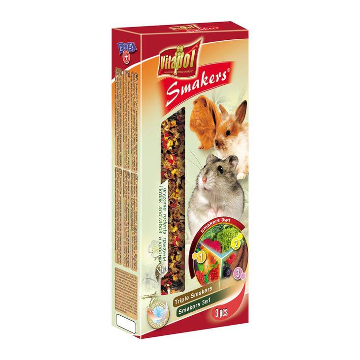 Herkkutangot 3in1 120g hedelmä Vitapol - Pieneläinten herkut ja namipalat - 029111 - 1