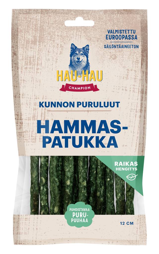 Purtavat Hammaspatukka 12cm 100g Hau Hau Champion - Koirien puruluut - 036471 - 1