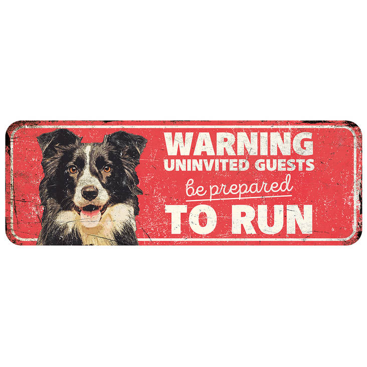 Kyltti Warning bordercollie 40x13cm punainen D&D - Varoitus- ja huomiokyltit - 031951 - 1