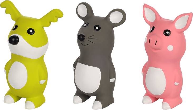 Lateksieläin Bocca 3 eri hahmoa 15cm Flamingo - Koiran vinyyli-, latex- ja valolelut - 035201 - 1