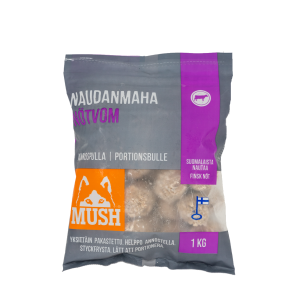 Naudanmaha 1kg pullat pakaste MUSH - Koiralle pakastelihat ja -elimet - 034211 - 2
