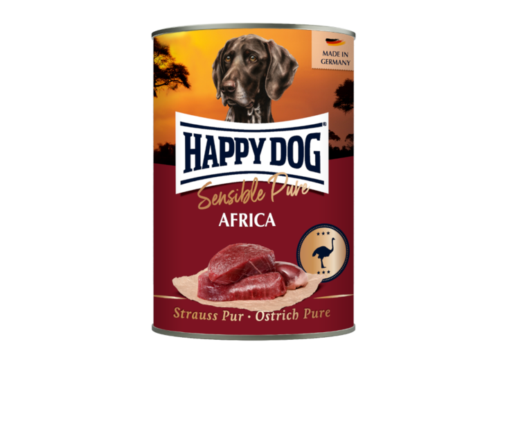 Pur Africa 100% strutsi 400g Happy Dog - Koiran säilykkeet aikuisille koirille - 017801 - 2