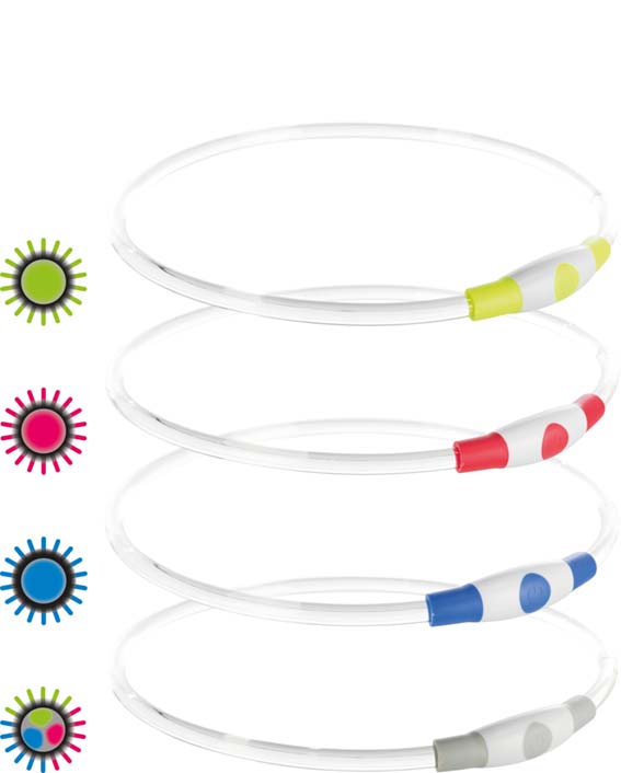 Valopanta USB-ladattava L-XL 65cm/8mm läpinäkyvä eri värejä Trixie - Koiran heijastimet ja turvavalot - 025961 - 1