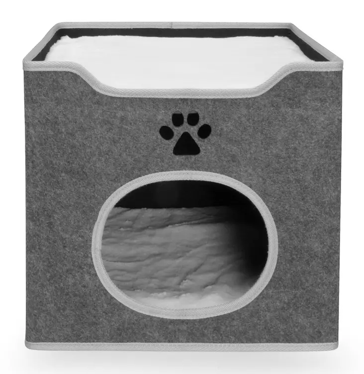 Huopamökki 40x40x36cm harmaa Camon - Kissan pesä-, iglu- ja riippupedit - 053231 - 1