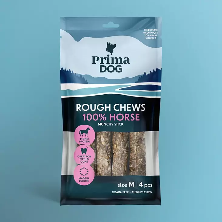 Rouhepatukka hevonen M 4kpl 12cm 112g Rough Chews PrimaDog - Koirien puruluut - 053611 - 1