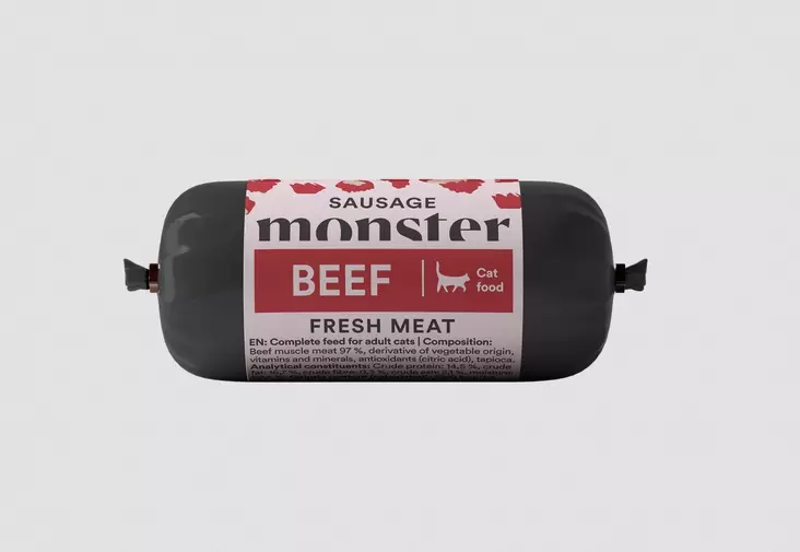 Nautamakkara viljaton 80g monster Cat - Aikuisten kissojen säilykkeet - 053711 - 1