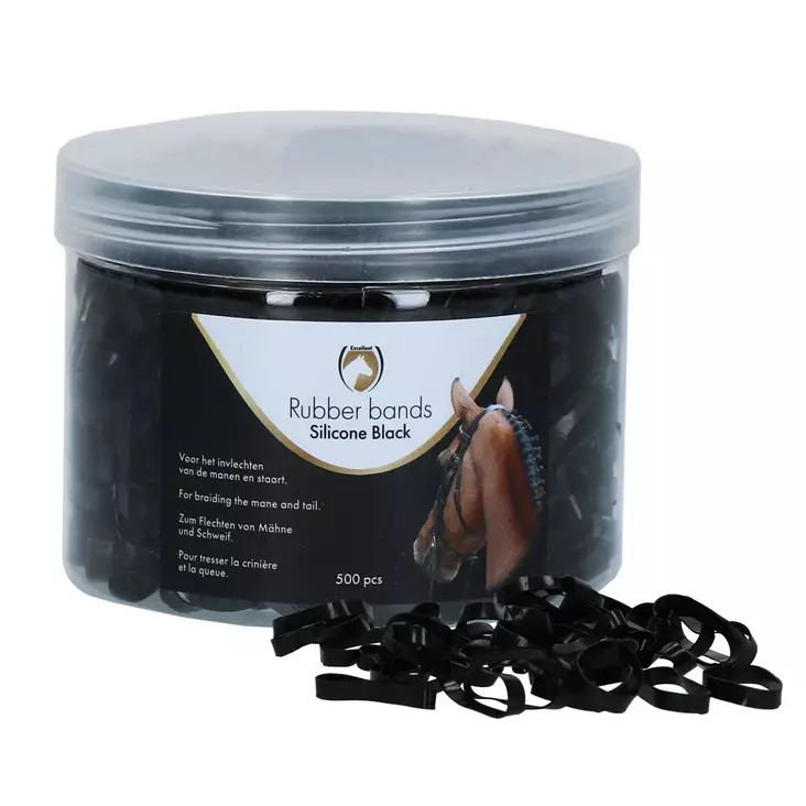 Letityskuminauhat Black 500kpl musta Excellent Horse - Hevosen harjat, suat ja letitys - 056401 - 1