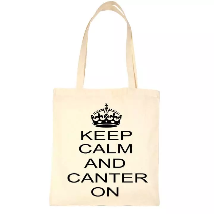 Kangaskassi Keep Calm and Canter On luonnonvalkoinen Print4U - Ratsastajan asusteet - 056661 - 1