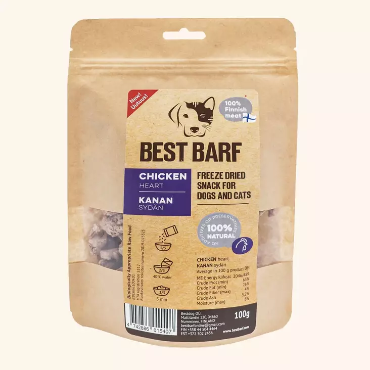 Broilerin sydän 100g Best Barf - Koiran herkut ja makupalat - 044781 - 1