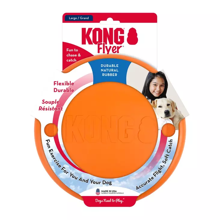 Frisbee kumia L 22,5cm oranssi KONG Flyer - Koiran pallot ja heittolelut - 058021 - 1
