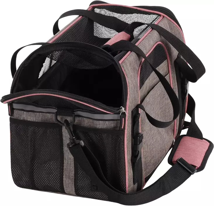 Kantokassi Xandor 48x25x33cm harmaa-musta-pinkki Flamingo - Koiran pyöräkorit ja kantokassit - 048231 - 1