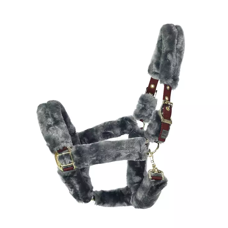 Karvariimu Full Fur Showline burgundy-harmaa Bucas - Hevosen nylonriimut - 052321 - 1