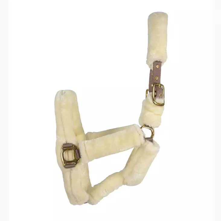 Keinoturkisriimu Faux Fur taupe Hansbo Sport - Hevosen nylonriimut - 047591 - 1