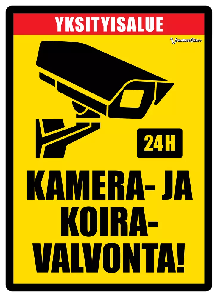 Kyltti Kamera- ja koiravalvonta! - Varoitus- ja huomiokyltit - 053451 - 2