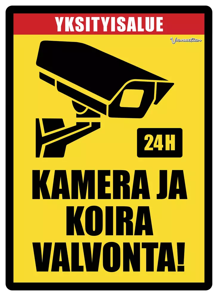 Kyltti Kamera- ja koiravalvonta! - Varoitus- ja huomiokyltit - 053451 - 1