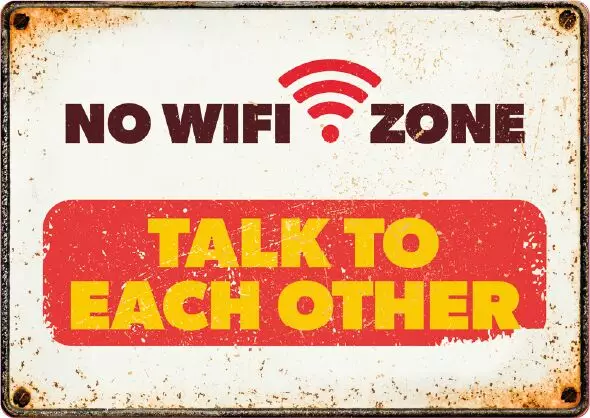 Metallikyltti "No Wifi Zone - Talk to each other" 21x14,8cm Flamingo - Varoitus- ja huomiokyltit - 059321 - 1
