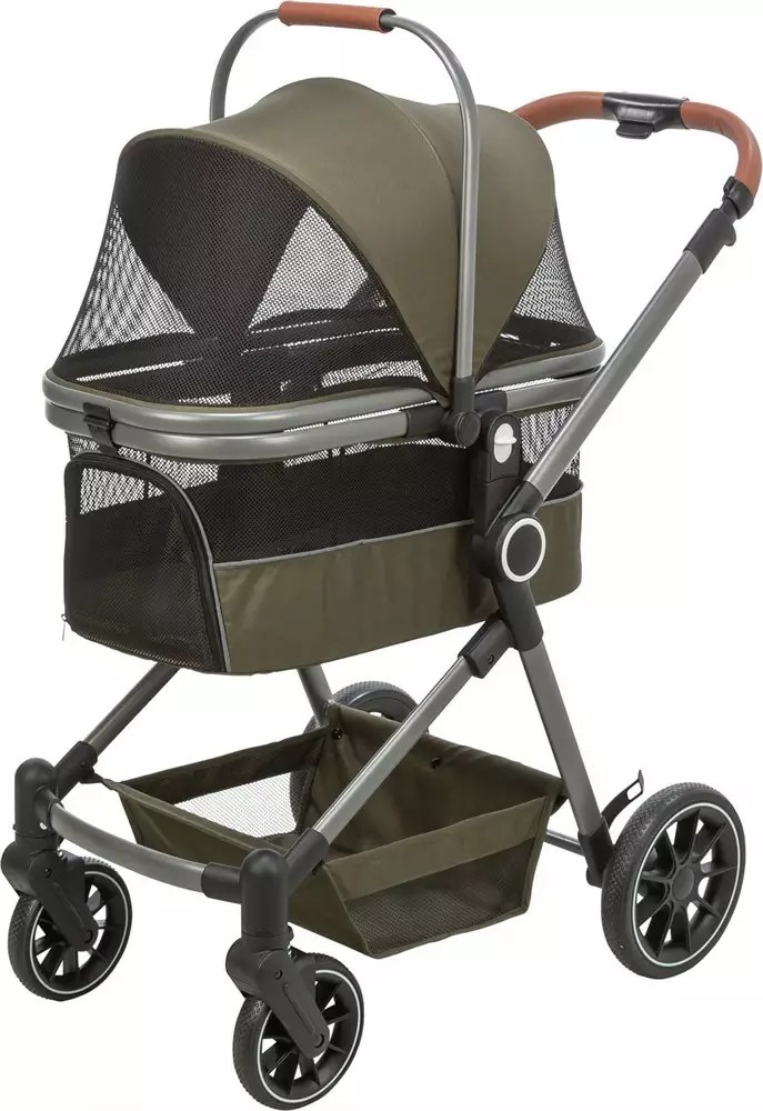 Lemmikkikärryt Buggy irrotettavalla korilla 56 × 101 x 100cm max 22kg oliivinvihreät Trixie - Koiran kärryt ja trolleyt - 057941 - 1