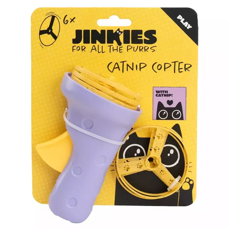 Minttukopterilaukaisin Catnip Copter 3kpl lila-keltainen Jinkies - Kissan aktivointilelut - 059901 - 1
