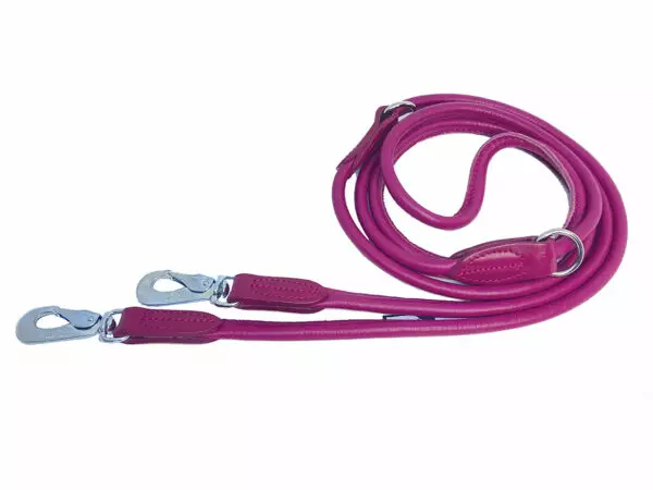 Monitoimitalutin nahkaa fuxia BGB-lukolla pyöreä 6mm/220cm Onega - Koiran nahkataluttimet - 051481 - 1