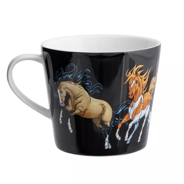 Muki Hevoset laukalla musta 3,5dl Lena Furberg - Koti ja sisustus - 048401 - 1