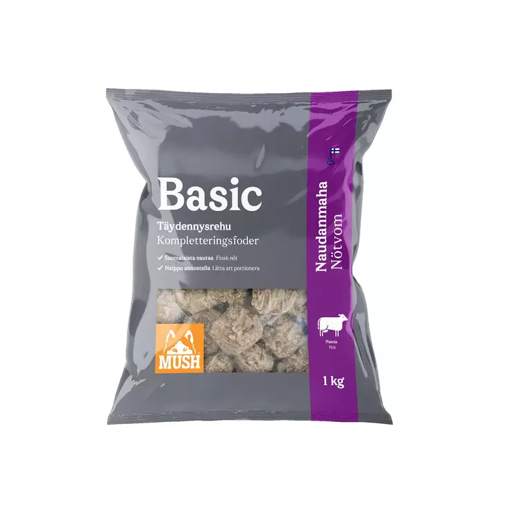 Naudanmaha 1kg pullat pakaste MUSH - Koiralle pakastelihat ja -elimet - 034211 - 3