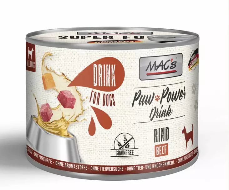 Naudanlihajuoma koiralle Paw Power Drink 200g MAC's - Koiran herkut ja makupalat - 053301 - 1