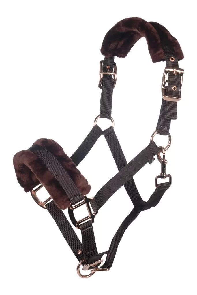 Nylonriimu pehmustettu Rosegold Glamour Style ruskea HKM-sports - Hevosen nylonriimut - 054041 - 1