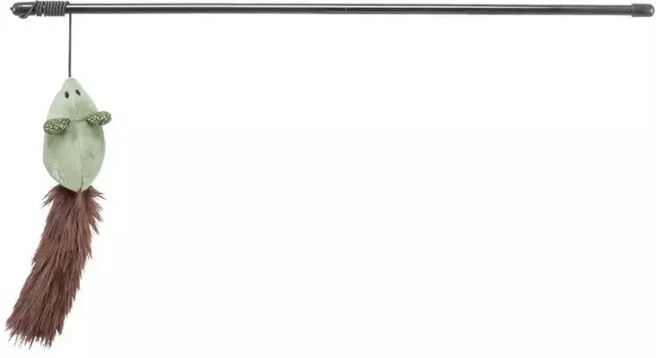 Onkilelu plyyshihiirellä 46cm vihreä-ruskea Trixie - Kissan huiskat ja onkilelut - 047531 - 1