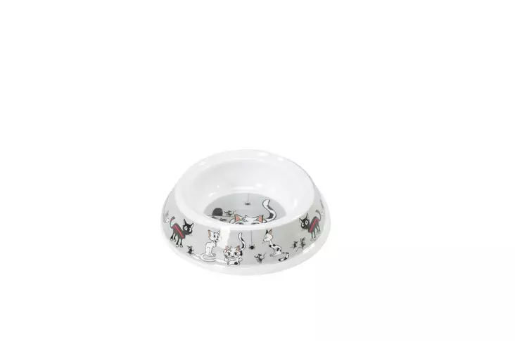 Ruokakuppi 150ml kissakuvioilla harmaa Camon - Kissan muovi- ja melamiinikupit - 005771 - 1