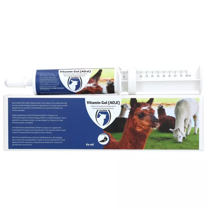 Vitamiinigeeli alpakoille A, D3 + E 60ml Excellent - Kotieläinten kivennäiset ja vitamiinit - 054561 - 1