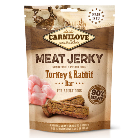 Herkkutanko Jerky Turkey with Rabbit 100g Carnilove Dog - Koiran herkut ja makupalat - 033982 - 1
