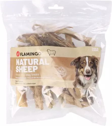 Lampaan päänahka 15cm 200g Snacks Nature Flamingo - Koirien puruluut - 056482 - 2