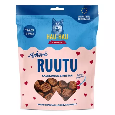 Mehevä Ruutu kalkkuna-riista 400g Hau Hau Champion - Koiran herkut ja makupalat - 054722 - 1
