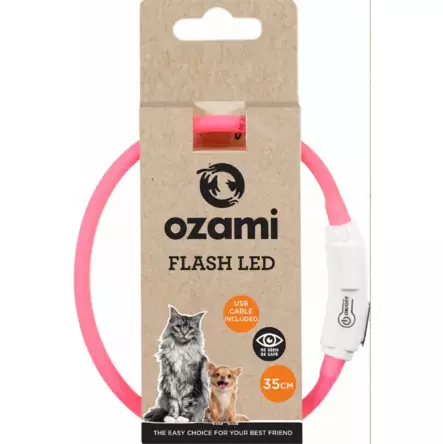 Valopanta Led Flash 35cm pink USB Ozami - Koiran heijastimet ja turvavalot - 015322 - 2