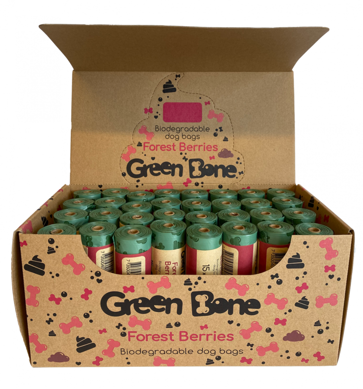Kakkapussirulla 15pss forest Green Bone - Koiran kakkapussit ja pidikkeet - 000562 - 2