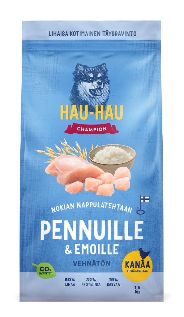 Pennuille ja Emoille Kana Riisi Kaura Hau Hau Champion - Kuivaruoat pennuille ja kasvatukseen - 035742 - 1