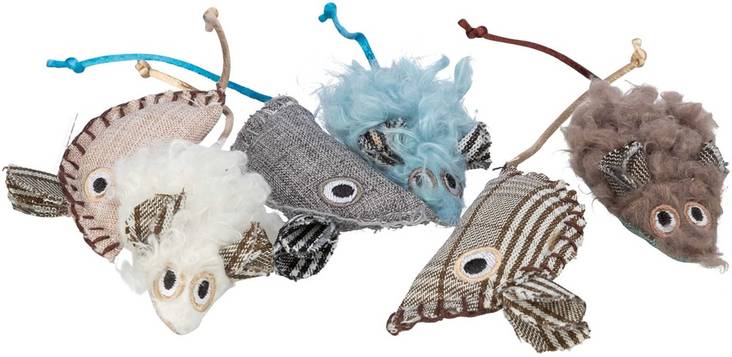 Kangas/pörröhiiri 8cm mix Trixie - Kissan hiiret, linnut, perhoset ym. - 039012 - 1