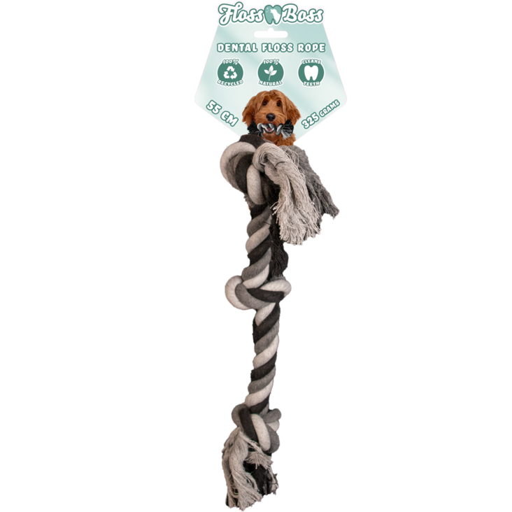 Köysilelu Dental 3 solmua 55cm Floss Boss - Koiran köysilelut - 035342 - 4