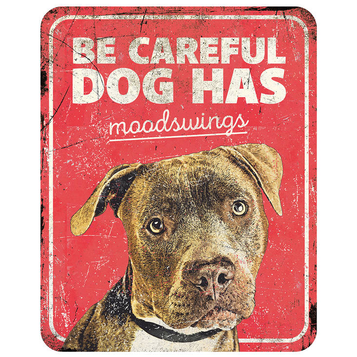 Kyltti Be careful dog has moodswings 25x20cm punainen D&D - Varoitus- ja huomiokyltit - 031952 - 1
