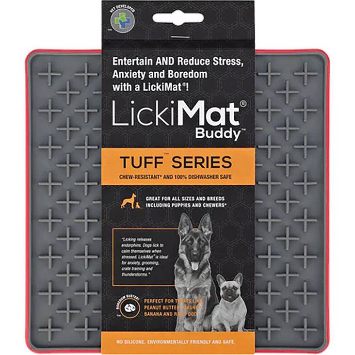 LickiMat Buddy Tuff 20x20cm punainen - Aktivoivat ja ahmimisenesto ruokakupit - 016512 - 1