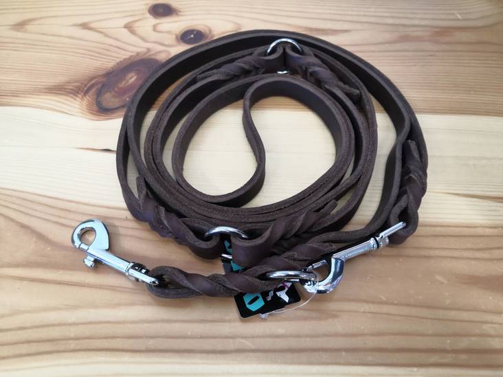 Monitoimitalutin rasvanahkaa pistoolilukolla ruskea 13mm/270cm Onega - Koiran nahkataluttimet - 030402 - 1