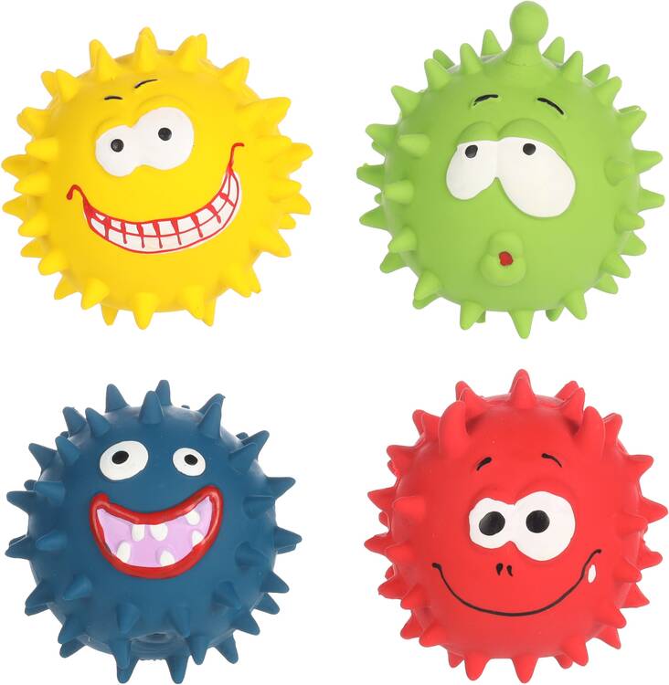 Lateksinen Naamapallo piikeillä mix Flamingo - Koiran vinyyli-, latex- ja valolelut - 039292 - 1