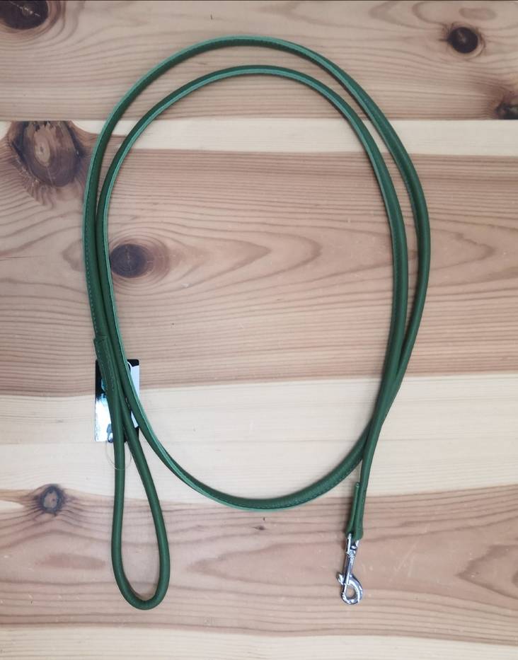 Nahkatalutin pyöreä 4mm/180cm pistoolilukolla tummanvihreä Onega - Koiran nahkataluttimet - 033792 - 1