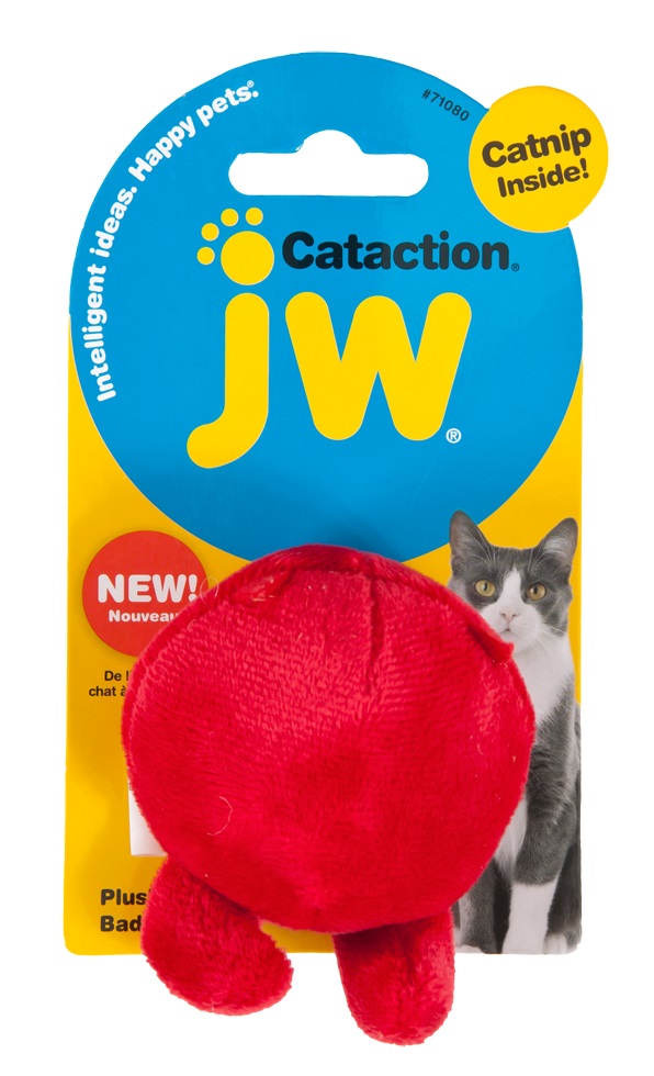 Samettipallo jaloilla ja kissanmintulla 7x8cm punainen JW - Kissan pallot - 038972 - 1