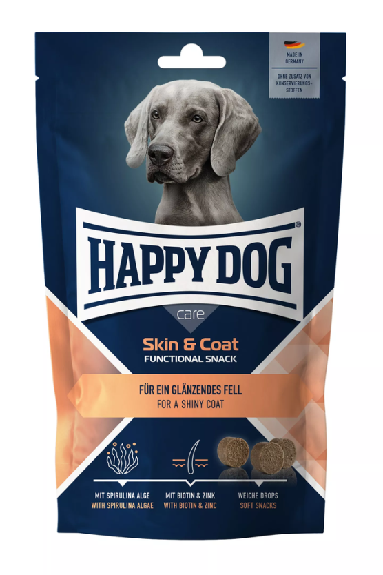 Skin & Coat 100g Care Snack Happy Dog - Koirien funktionaaliset makupalat - 037392 - 1