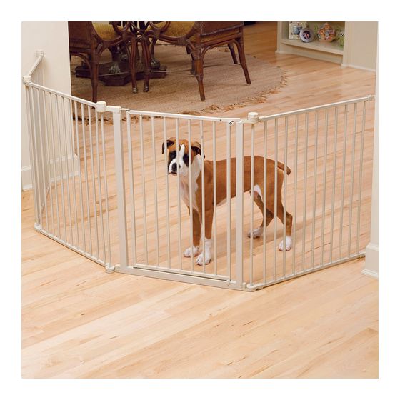 Superleveä portti ja pentuaitaus 2in1 71x366cm valkoinen Carlson - Koiraportit - 038862 - 1