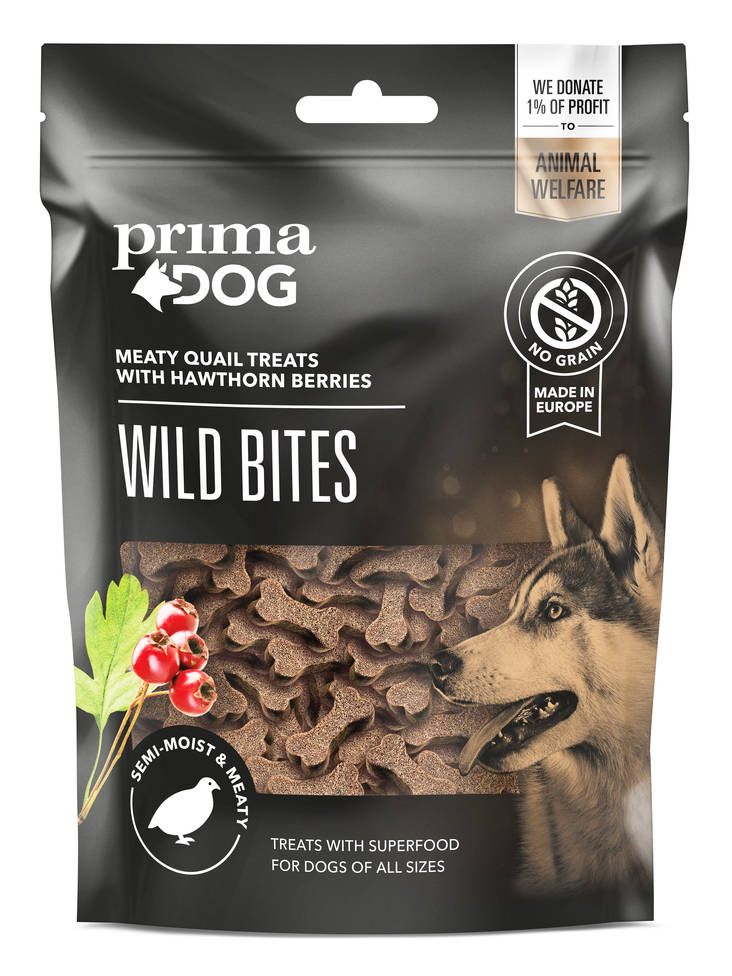 Wild Bites viiriäinen ja orapihlaja, pehmeä 150g PrimaDog - Koiran herkut ja makupalat - 029872 - 1