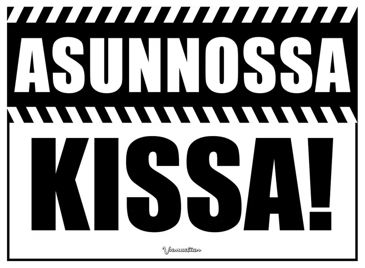 Kyltti Asunnossa KISSA! - Varoitus- ja huomiokyltit - 053572 - 1