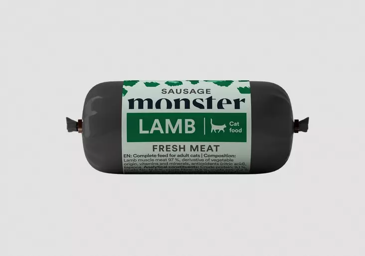 Lammasmakkara viljaton 80g monster Cat - Aikuisten kissojen säilykkeet - 053712 - 1