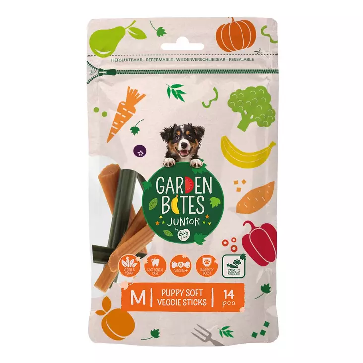 Pehmeä kasvistikku Puppy M 12cm 14kpl Garden Bites - Koiran herkut ja makupalat - 054252 - 1